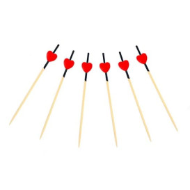 Pinchos de Bambu Rojo y Negro "Heart" 120mm  (5000 Uds)