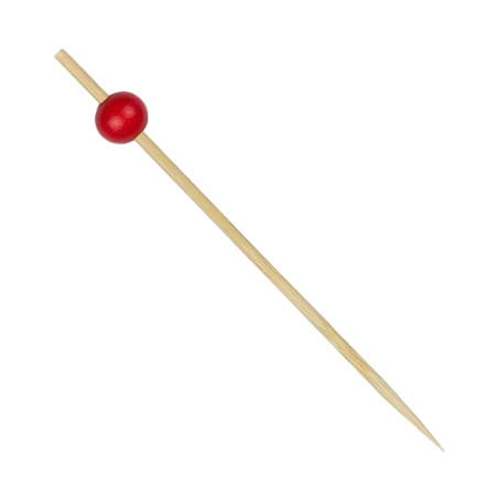 Pinchos de Bambú Decorado "Big Ball" Rojo 12,5cm (1.200 Uds)