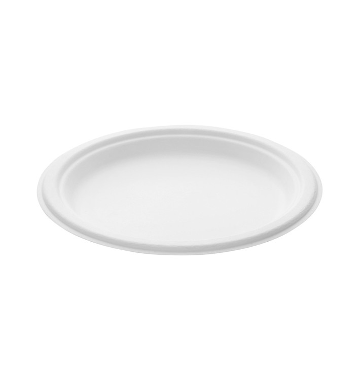 Plato Caña de Azucar Blanco Ø230mm (500 Uds)