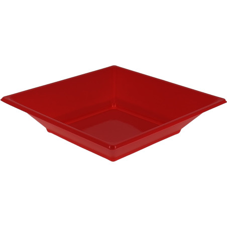 Plato de Plástico Hondo Cuadrado Rojo 170mm (5 Uds)