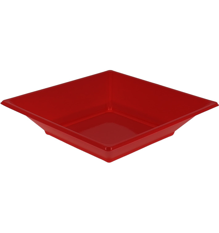 Plato de Plastico Hondo Cuadrado Rojo 170mm (300 Uds)