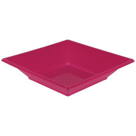 Plato de Plastico Hondo Cuadrado Fucsia 170mm (300 Uds)