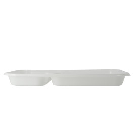 Bandeja de Plastico PS Blanca 2C 270x180mm (50 Uds)