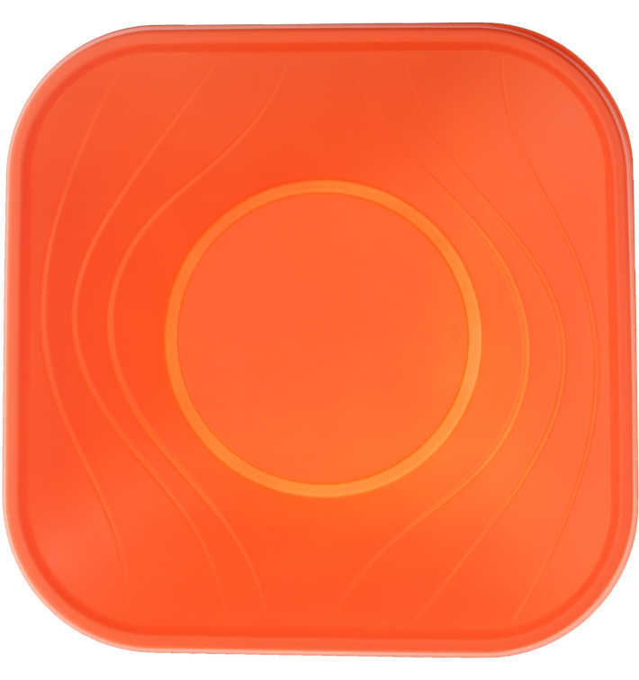 Bol de Plastico PP "X-Table" Cuadrado Naranja 180x180mm (8 Uds)