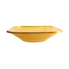 Bol de Plastico PP "X-Table" Cuadrado Oro 180x180mm (8 Uds)