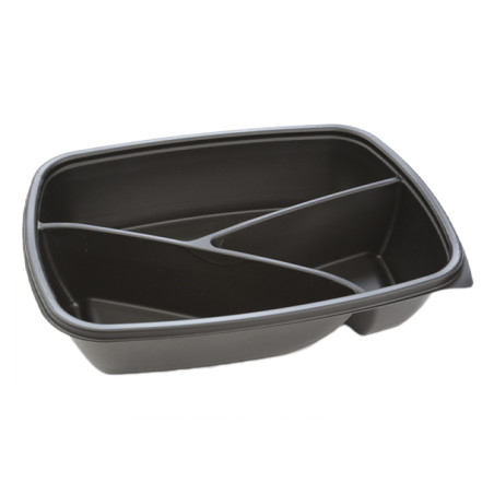 Envase de Plástico PP 3C Negro 900ml 23x17x5cm (75 Uds)