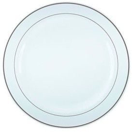 Plato Plastico Extra Rigido con Ribete Plata 19cm (120 Uds)