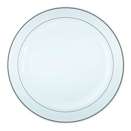 Plato Reutilizable PP Extra Rigido con Ribete Plata 19cm (120 Uds)