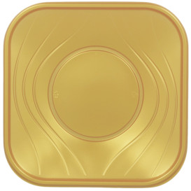 Plato de Plastico PP "X-Table" Cuadrado Oro 180mm (8 Uds)