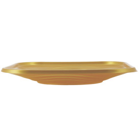 Plato de Plastico PP "X-Table" Cuadrado Oro 180mm (8 Uds)