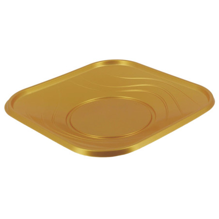 Plato Reutilizable Económico PP “X-Table” Oro 18x18cm (8 Uds)