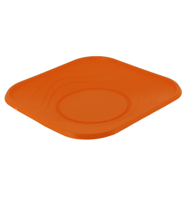 Plato de Plastico PP "X-Table" Cuadrado Naranja 180mm (8 Uds)