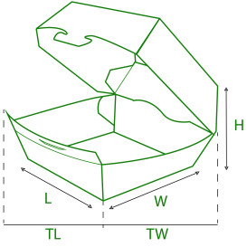 Caja Hamburguesa XXL 14,5x14,5x8 cm (25 Uds)