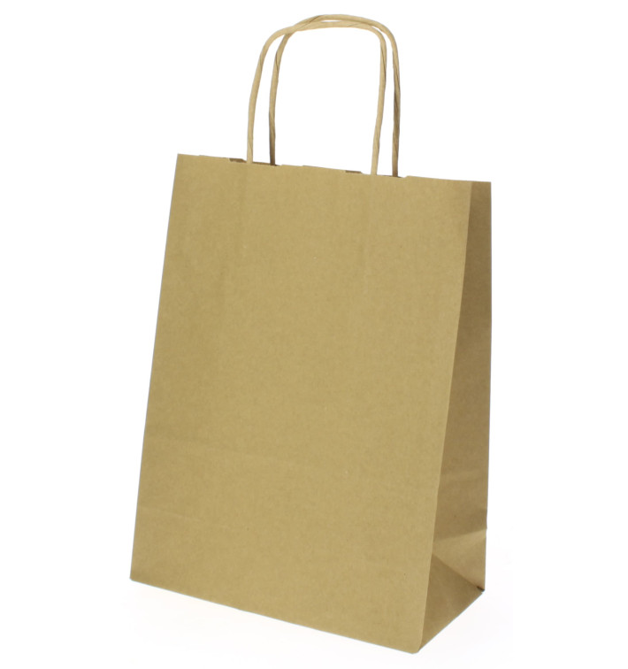 Bolsa Papel Kraft Hawanna con Asas 100g 18+8x24 cm (50 Uds)