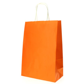 Bolsa Papel Naranja con Asas 80g 20+10x29 cm (50 Uds)