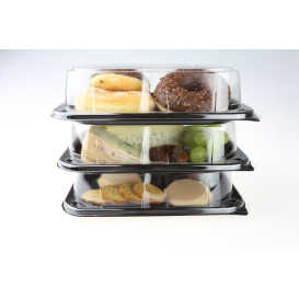 Bandeja Plastico Negra con Tapa PET 24x17cm (5 Uds)