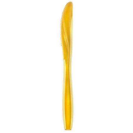 Cuchillo de Plástico PS Premium Oro 190mm (50 Uds)