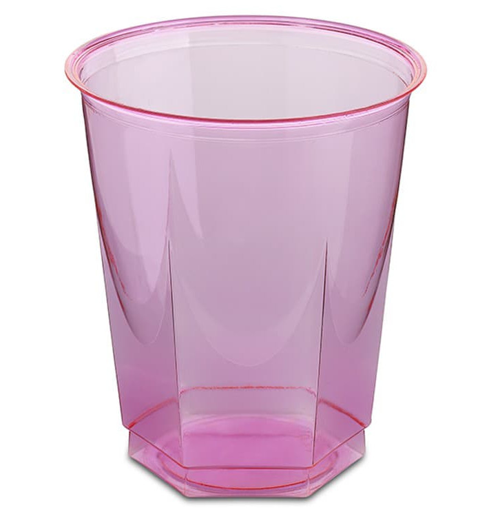 Vaso Plastico Hexagonal PS Cristal Fucsia 250ml (10 Uds)