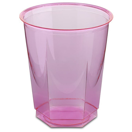 Vaso Plástico Hexagonal PS Cristal Fucsia 250ml (250 Uds)