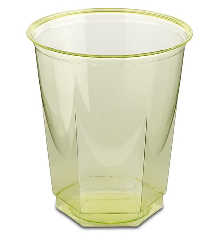 Vaso Plastico Hexagonal PS Cristal Pistacho 250ml (10 Uds)