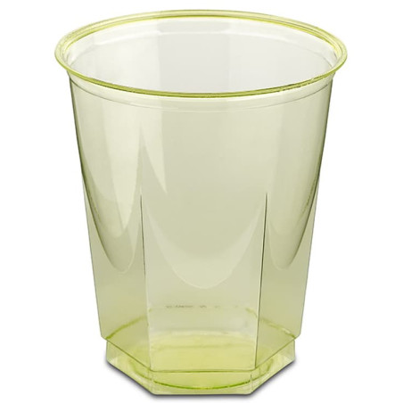 Vaso Plástico Hexagonal PS Cristal Pistacho 250ml (250 Uds)