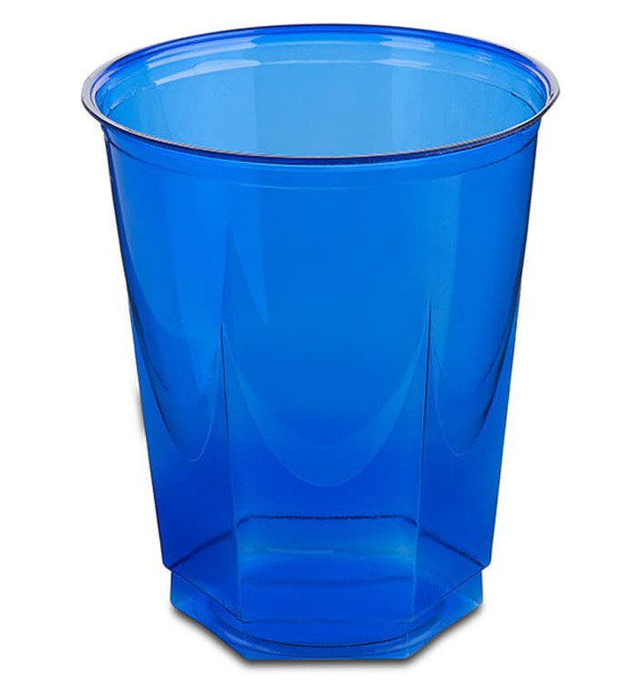 Vaso Plastico Hexagonal PS Cristal Azul 250ml (250 Uds)