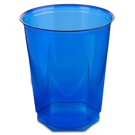 Vaso Plástico Hexagonal PS Cristal Azul 250ml (250 Uds)