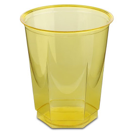 Vaso Plastico Hexagonal PS Cristal Amarillo 250ml (10 Uds)