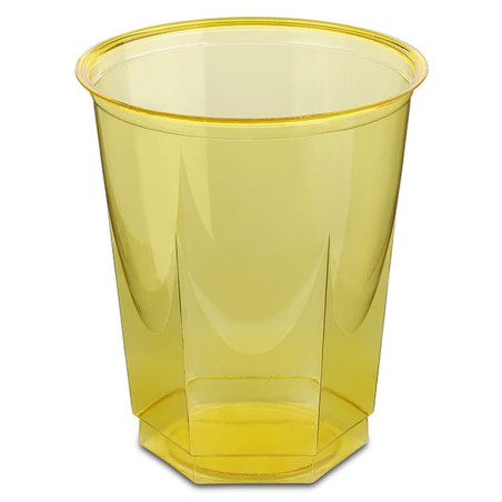 Vaso Plástico Hexagonal PS Cristal Amarillo 250ml (10 Uds)