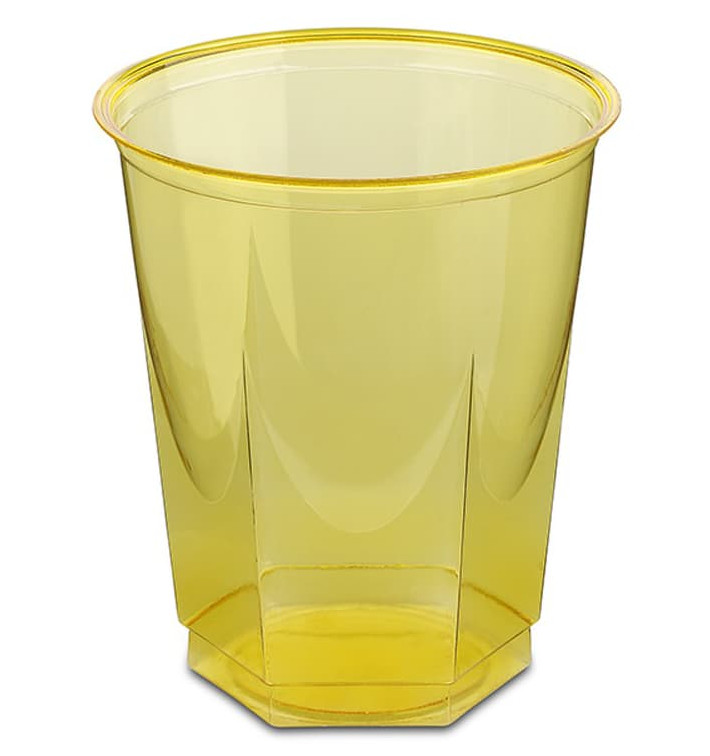 Vaso Plastico Hexagonal PS Cristal Amarillo 250ml (250 Uds)