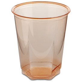 Vaso Plastico Hexagonal PS Cristal Naranja 250ml (10 Uds)