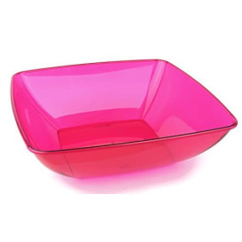 Bol de Plastico Cuadrado Frambuesa 28x28cm (20 Uds)