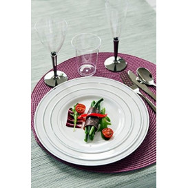 Plato Plastico Extra Rigido con Ribete Plata 19cm (10 Uds)