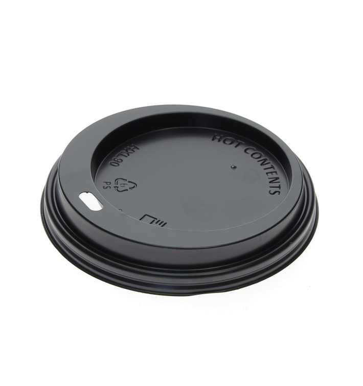 Tapa Agujero Negra Vaso 12, 16 y 22 Oz Ø9,0cm (125 Uds)