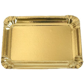 Bandeja de Carton Rectangular Dorada 14x21 cm (1600 Uds)