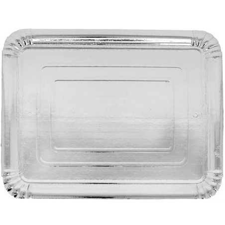 Bandeja de Cartón Rectangular Plateada 10x16 cm (2200 Uds)