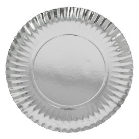 Plato de Carton Redondo Plateado 100 mm (2500 Uds)