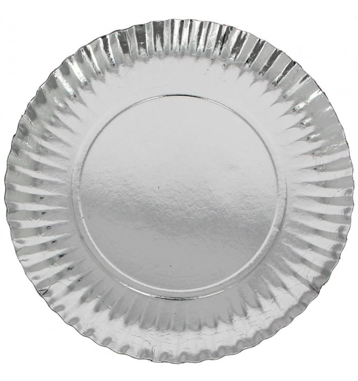 Plato de Carton Redondo Plateado 100 mm (2500 Uds)