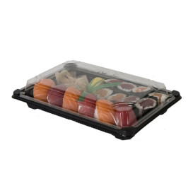 Envase con Tapa Sushi PLA Negro 15,0x23,0 cm (100 Uds)