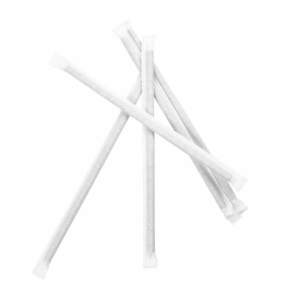 Pajita Recta de Papel Negro Enfundada en Blanco  Ø6mm 21cm (250 Uds)