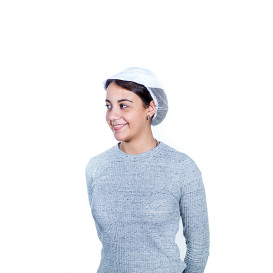 Gorro Cocinera Rejilla y Visera Algodón Blanco (25 Uds)