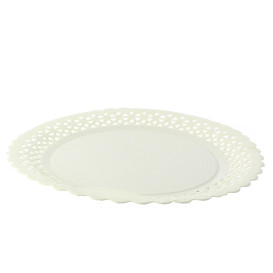 Plato de Carton Redondo Blonda Blanco 32 cm (100 Uds)