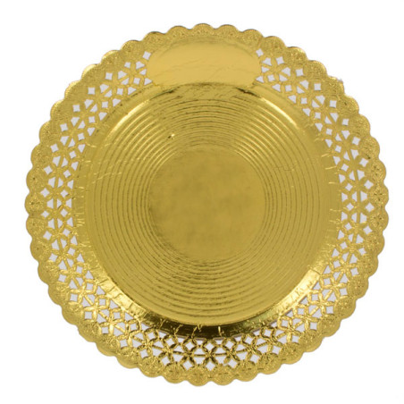 Plato de Cartón Redondo Blonda Oro 35cm (1 Uds)