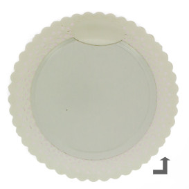 Plato de Carton Redondo Blonda Blanco 32 cm (100 Uds)