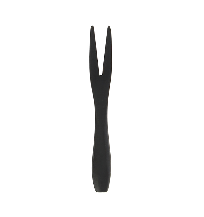 Mini Tenedor de Bambu Degustacion Negro 9 cm (500 Uds)