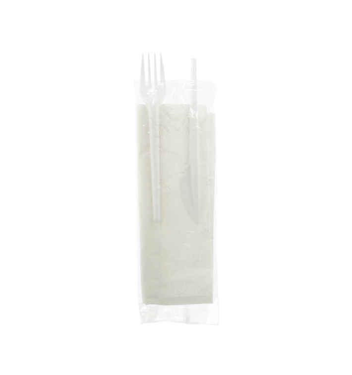Set Cubiertos Plastico Tenedor, Cuchillo y Servilleta (25 Uds)