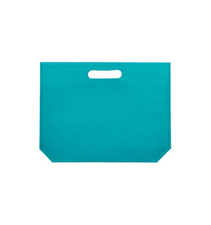 Bolsa Reutilizable Troquelada TNT Aguamarina 34+8x26cm 80g (25 Uds)