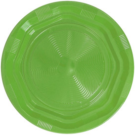 Plato Hondo Redondo Octogonal Plastico PS Verde Lima Ø220 mm (25 Uds)