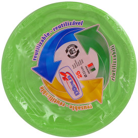 Plato Hondo Redondo Octogonal Plastico PS Verde Lima Ø220 mm (25 Uds)