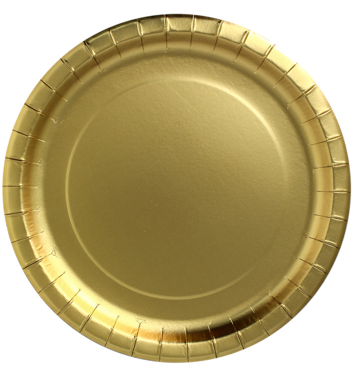 Plato de Carton Redondo "Party Shiny" Oro Ø290mm (6 Uds)